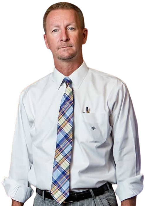 Professional man in a white shirt and plaid tie.
